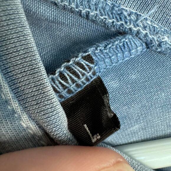 Angel Wings Rhinestone Cutout Tee Blue Distressed Large Y2k  00s Grunge Bling - Picture 8 of 8